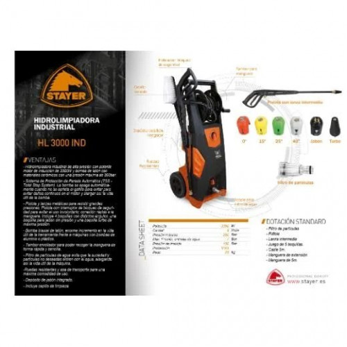 Stayer Hidrolimpiadora industrial con 3000W y motor de inducción
