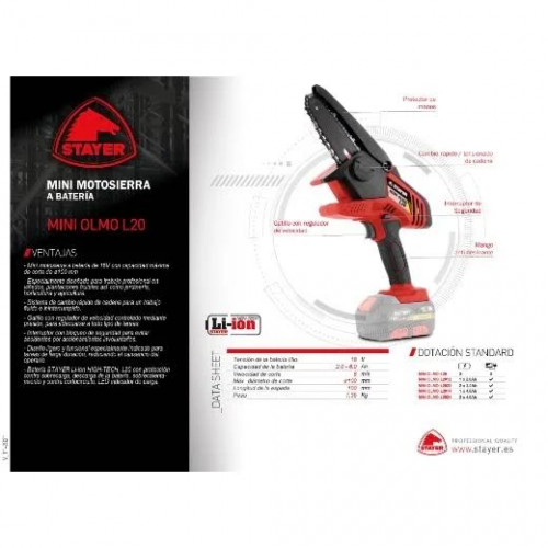 Stayer 'Mini Motosierra PROFESIONAL a Batería de 18V