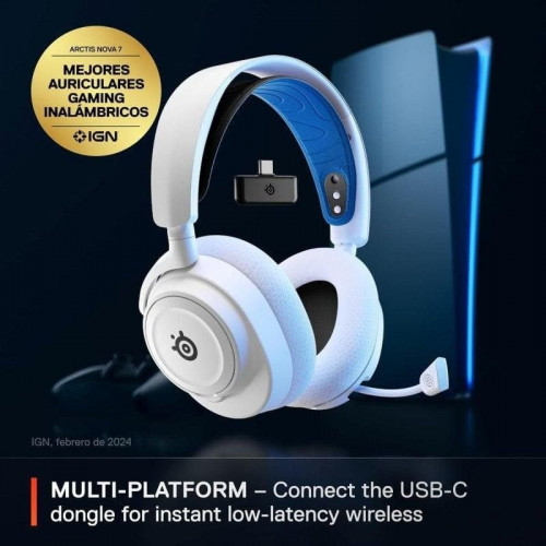 SteelSeries Arctis Nova 7P Auriculares Gaming Inalámbricos Blancos