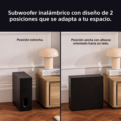 Subwoofer inalámbrico Sony BRAVIA Theatre Sub 7, 100W, graves profundos y sonido mejorado. Diseño compacto, combinable con barras y altavoces. Negro