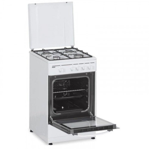 Svan SKKG4500TM Cocina de Gas con Horno 4 Zonas 55L con Tapa 50cm Blanco