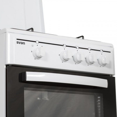 Svan SKKG4500TM Cocina de Gas con Horno 4 Zonas 55L con Tapa 50cm Blanco