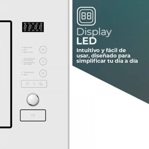 Svan SMWI2800DGB Microondas con Grill de Integración 20 Litros 800 W Blanco Display Led