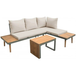 Sweeek Conjunto de jardín en aluminio y en madera de acacia