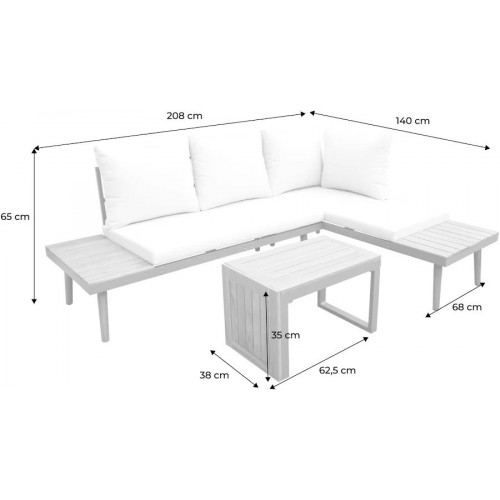 Sweeek Conjunto de jardín en aluminio y en madera de acacia