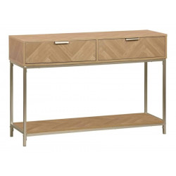 Sweeek Consola de madera con efecto espiga y 2 cajones