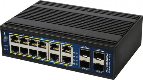 Switch, 16 puertos, Gigabit Ethernet, PoE+, SFP