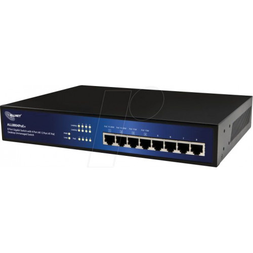 Switch, 8 puertos, Gigabit Ethernet, PoE+