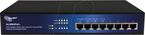 Switch, 8 puertos, Gigabit Ethernet, PoE+
