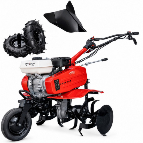 Synergy Motoazada Gasolina 208cc 7,5CV 4T OHV – 90cm Regulable, 3 Marchas, Ruedas 400x8 y Kit Agrícola con Asurcador
