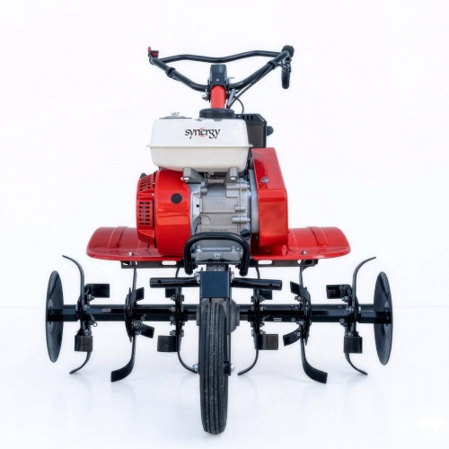 Synergy Motoazada Gasolina 208cc 7,5CV 4T OHV – 90cm Regulable, 3 Marchas, Ruedas 400x8 y Kit Agrícola con Asurcador