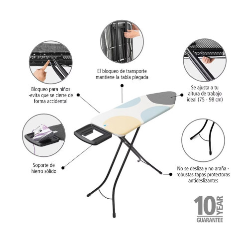 Tabla de plancha 124x45 Spring Bubbles Brabantia Negro