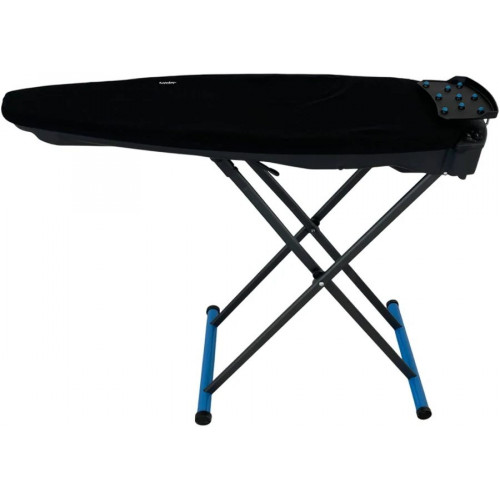 Tabla de planchar con aspiración y soplado plegable negra con Ruedas