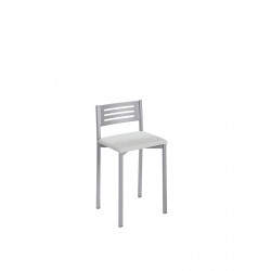 Taburete bajo de cocina respaldo Kelsa armazón aluminio asiento michigan plata