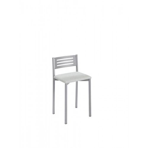 Taburete bajo de cocina respaldo Kelsa armazón aluminio asiento michigan plata