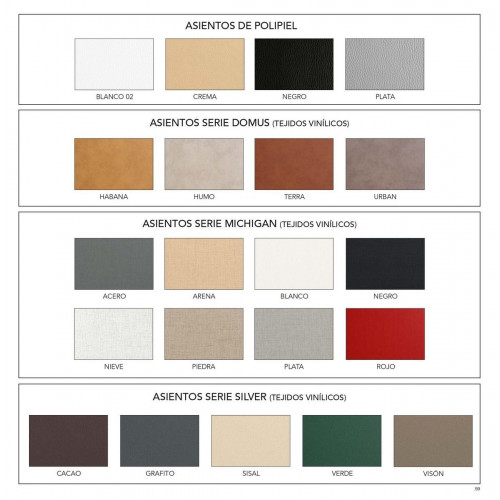 Taburete bajo de cocina respaldo Kelsa armazón aluminio asiento michigan plata