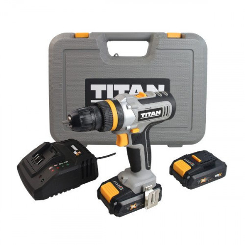 Taladro atornillador con 2 baterías y cargador 18 V Titan