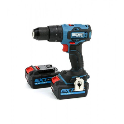 Taladro percutor 18 V brushless 2 baterías 4 ah Erbauer