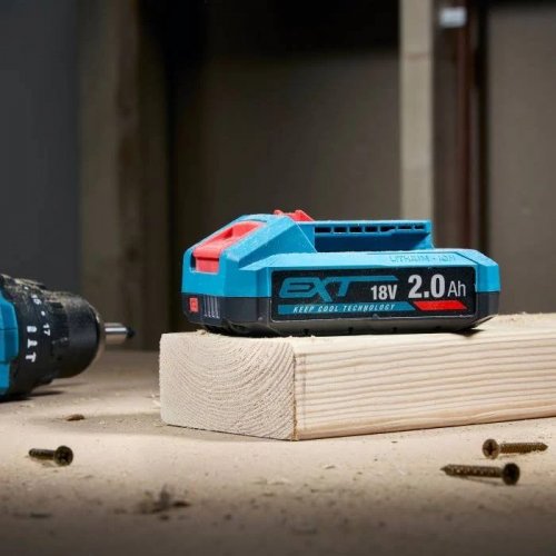 Taladro percutor 18v 75nm y amoladora 18v 125mm brushless 2x2 y 4ah erbauer