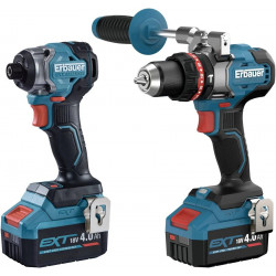 Taladro percutor 18v elite 150nm y atornillador impacto 18v elite 210nm brushless 2x4ah erbauer