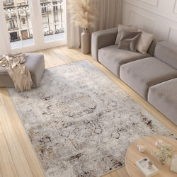 TAPISO Valley Alfombra de Pelo Corto Brillante Suave Diseño Moderno Vintage Gris Grafito Beige Crema Alfombra de Salón Dormitorio Habitación OEKO-TEX