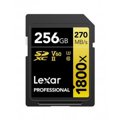 Tarjeta de memoria Lexar Professional SDXC 256GB 1800x Serie GOLD Negro / Dorado