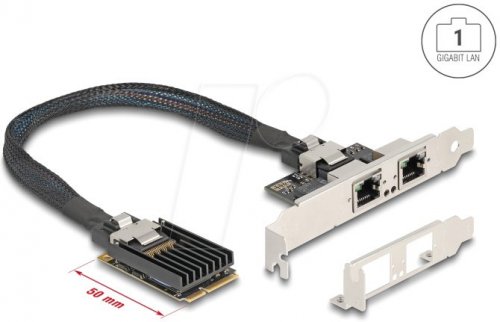 Tarjeta de red, miniPCIe I/O, Gigabit Ethernet, 2x RJ45