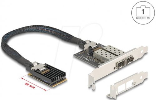 Tarjeta de red, miniPCIe I/O, Gigabit Ethernet, 2x SFP