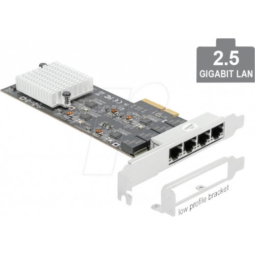 Tarjeta de red, PCI Express, 2,5 Gigabit Ethernet, 4 RJ45
