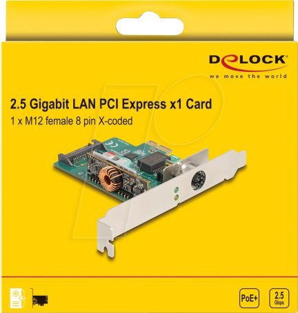Tarjeta de red, PCIe, 2,5 Gigabit Ethernet, 1 x M12, PoE+