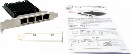 Tarjeta de red, PCIe, 2,5 Gigabit Ethernet, 4x RJ45