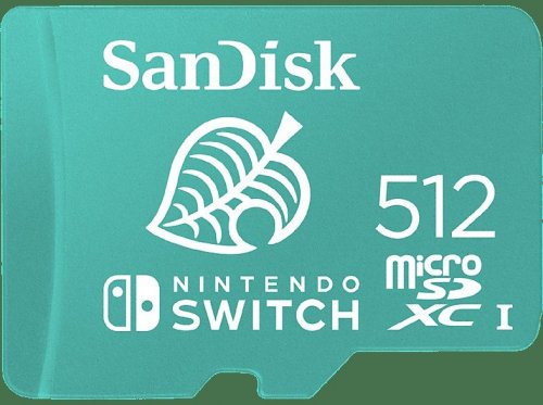 Tarjeta micro SDXC - SanDisk Licencia Nintendo®, 512 GB, Para Nintendo Switch 1, Lite, Oled, 100 MB/s, U3, C10, Verde