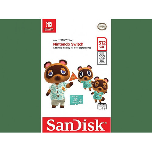 Tarjeta micro SDXC - SanDisk Licencia Nintendo®, 512 GB, Para Nintendo Switch 1, Lite, Oled, 100 MB/s, U3, C10, Verde