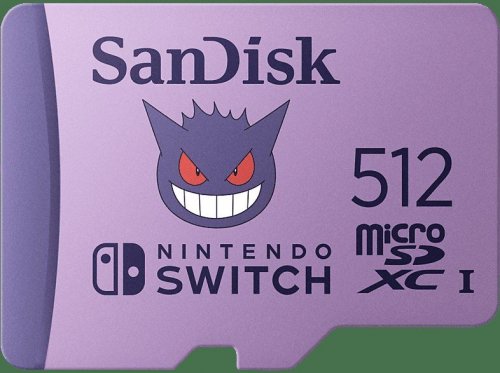 Tarjeta micro SDXC - SanDisk Licencia Nintendo, Pokemon Gengar, 512GB, Para Nintendo Switch 1, Lite, 100MB/s, Morado