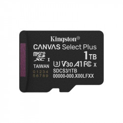 Tarjeta MicroSD Kingston Canvas Select Plus 1TB Clase 10 UHS-I V30 A1 150MB/s Negra