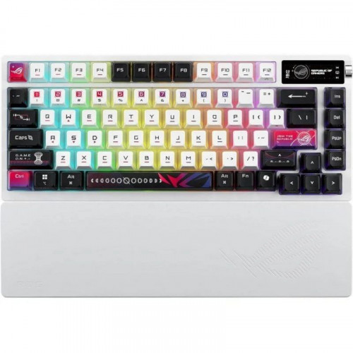 Teclado ASUS ROG Azoth X Blanco 75% OLED RGB Wireless NX Snow V2 Macros PBT QWERTY Layout USA