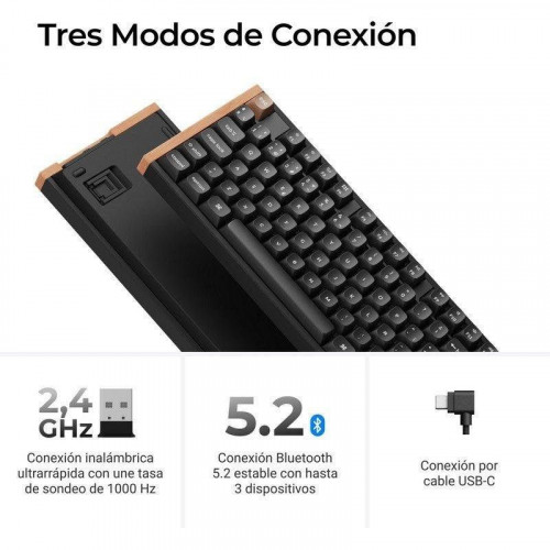 Teclado Keychron K10 HE Hall Effect Magnético inalámbrico con switches magnéticos, RGB y marco de aluminio y madera