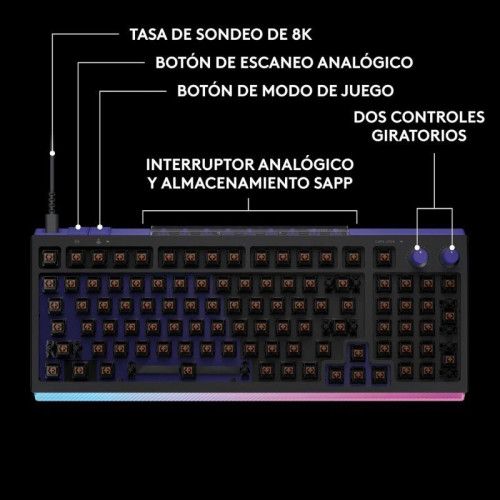 Teclado Logitech G512 X 98 magnético compacto con switches dual swap y RGB LIGHTSYNC