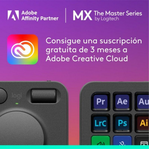 Teclado Logitech MX Creative Console 9 teclas LCD personalizables Dial Bluetooth USB Grafito