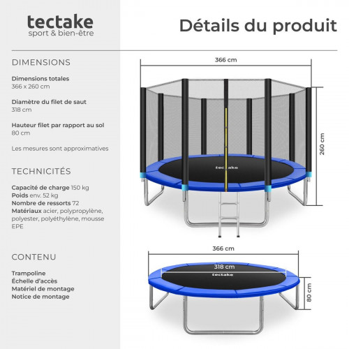 TECTAKE cama elástica Ø 366 cm