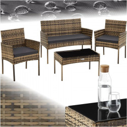 TecTake Conjunto de jardín de ratán Palese para 4 personas