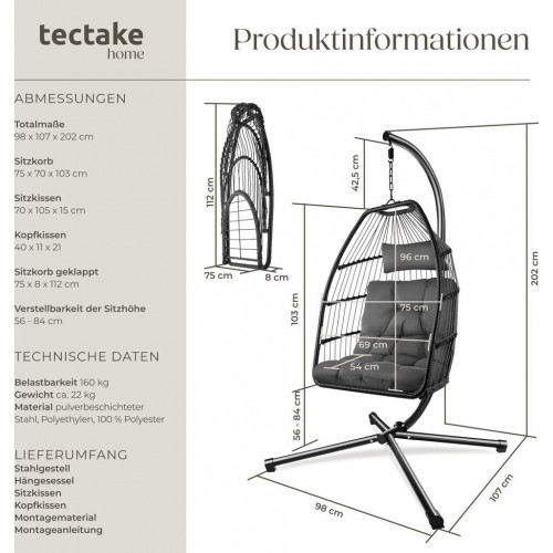 TecTake Silla colgante Ariane
