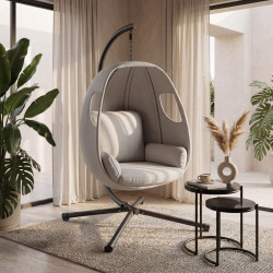 TECTAKE Tumbona colgante con estructura Con cojín de asiento extra grueso, giratorio 360°