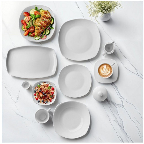 TecTake White 100-piece tableware set for 12 people