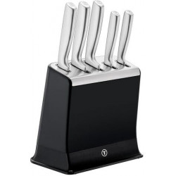 Tefal EverSharp Pro Set de 5 cuchillos con taco autoafilable, acero inoxidable, negro (K2976S04)