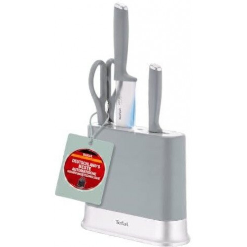 Tefal EverSharp Pro Set de 5 cuchillos con taco autoafilable, acero inoxidable, negro (K2976S04)