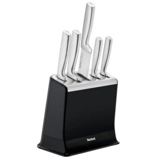 Tefal EverSharp Pro Set de 5 cuchillos con taco autoafilable, acero inoxidable, negro (K2976S04)