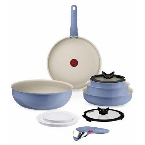 Tefal Ingenio Serenity 11-piece cookware set, blue salt