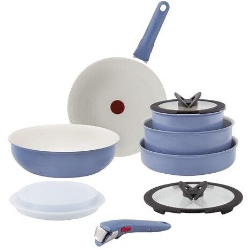 Tefal Ingenio Serenity 11-piece cookware set, blue salt
