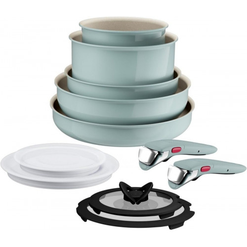 Tefal Ingenio Serenity 11-piece cookware set, Mineralia non-stick, stackable, suitable for all hob types, dishwasher safe